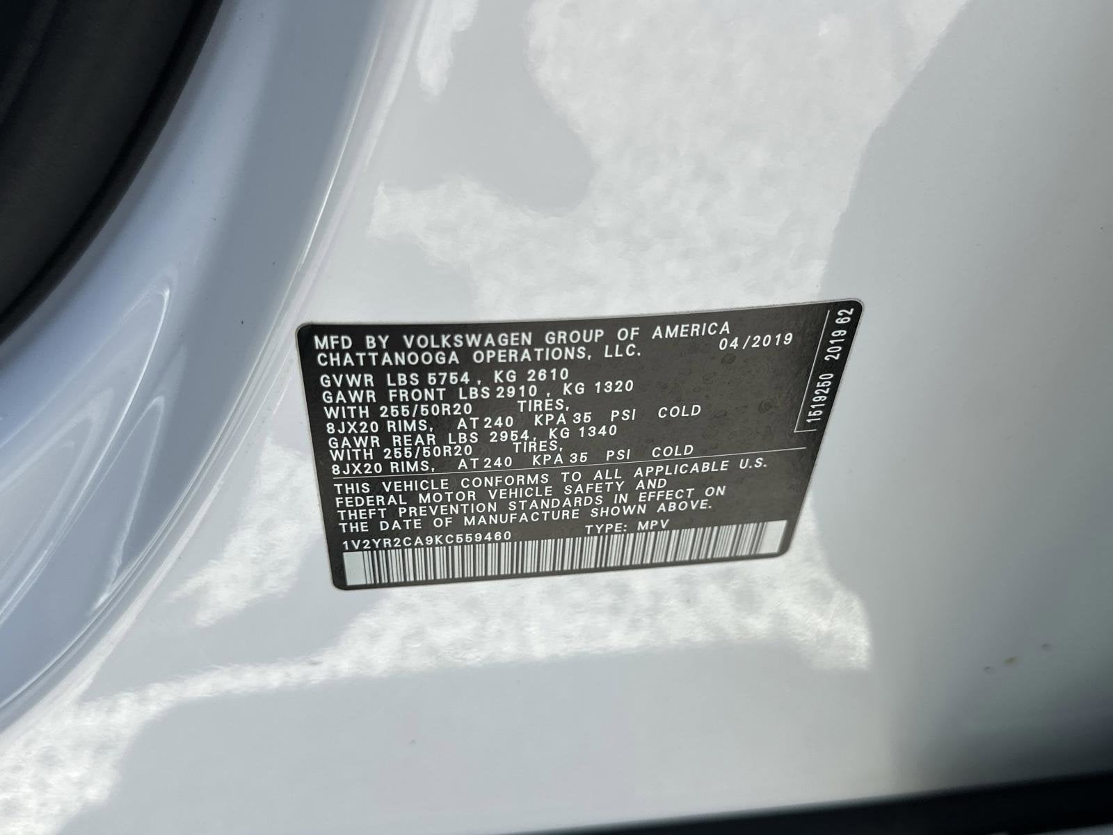 2019 Volkswagen Atlas 3.6L V6 SE w/Technology R-Line