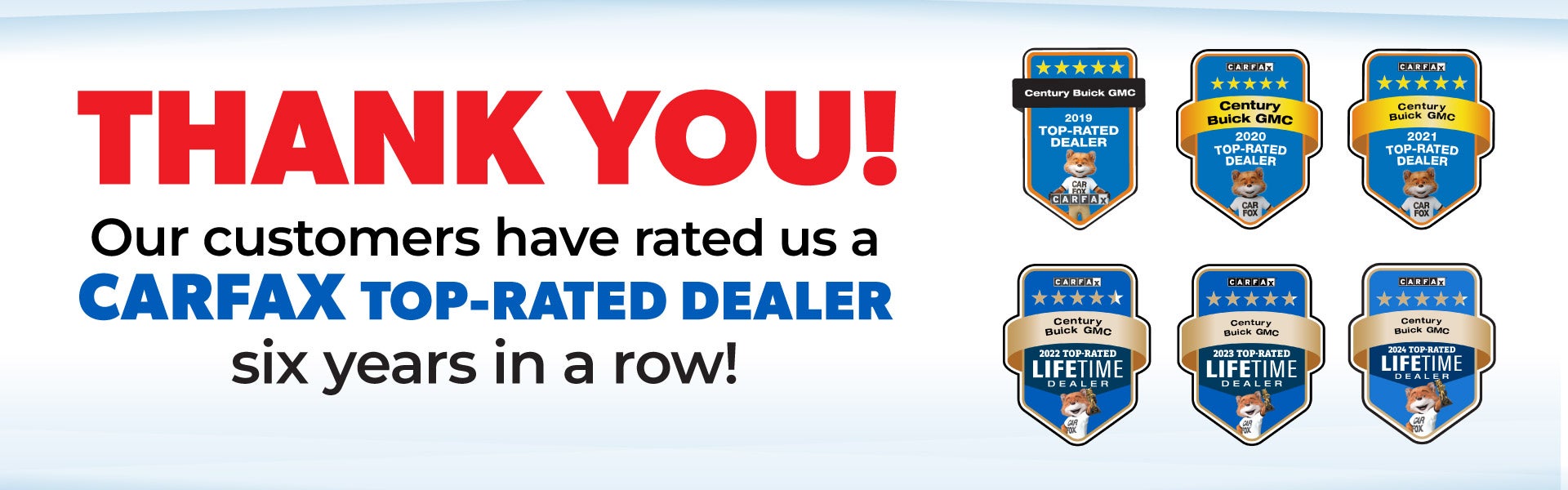 Thank you for rating us as a Carfax Top-Rated Dealer