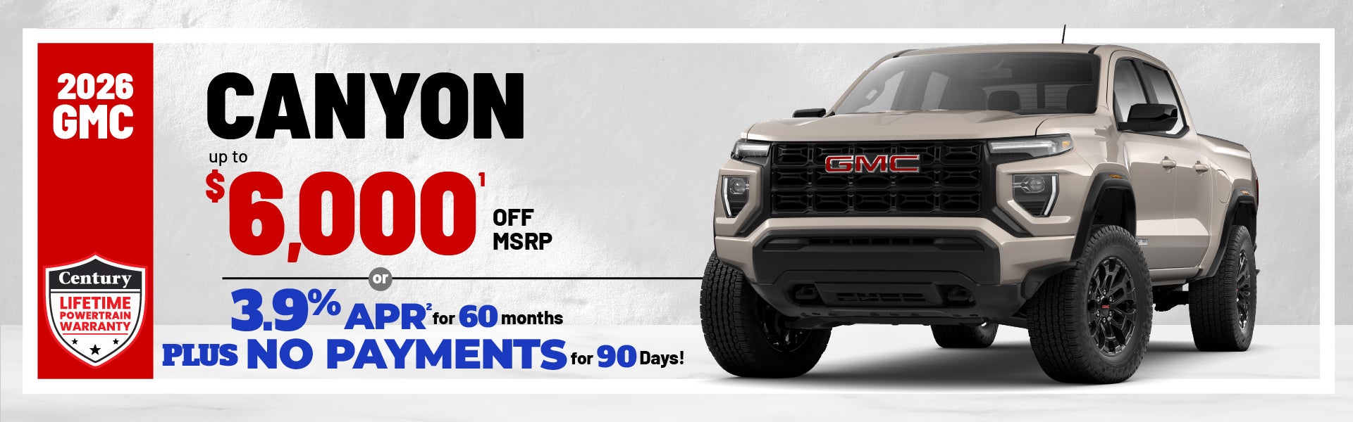 2026 GMC Canyon - up to $6000 off MSRP or 3.9% APR