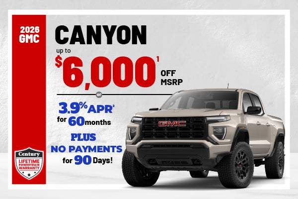 2026 GMC Canyon - up to $6000 off MSRP or 3.9% APR