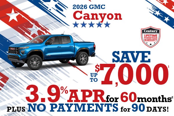2026 GMC Canyon - up to $7000 off MSRP or 3.9% APR