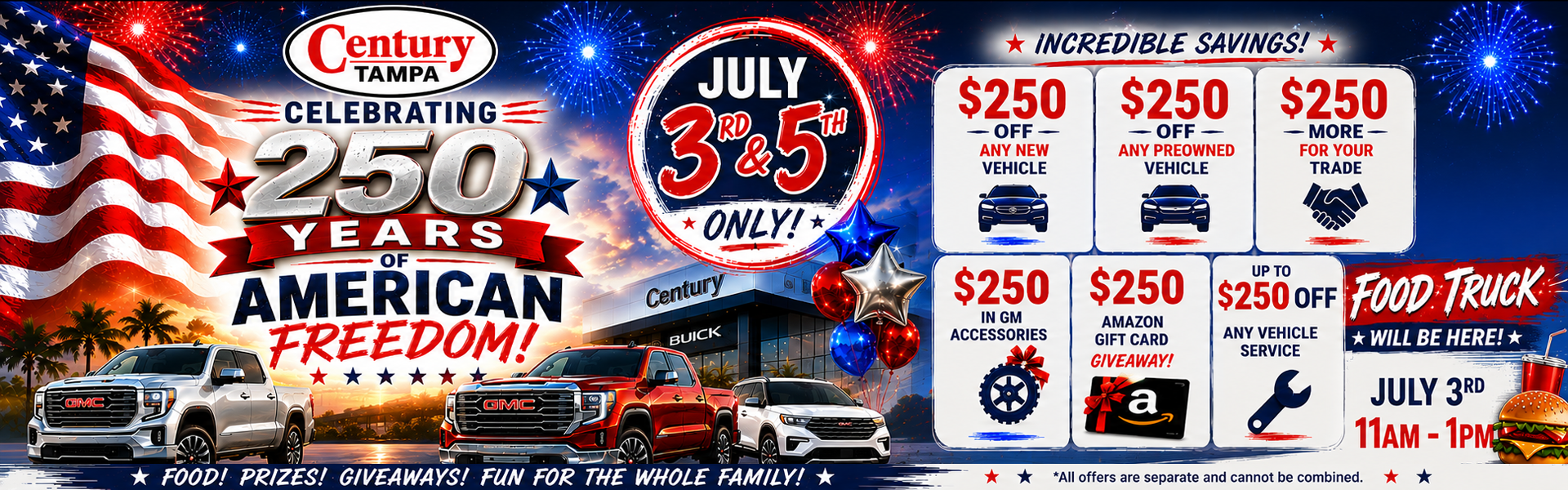 Century celebrates 250 years with incredible savings. 