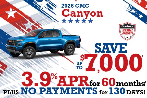 2026 GMC Canyon - up to $7000 off MSRP or 3.9% APR