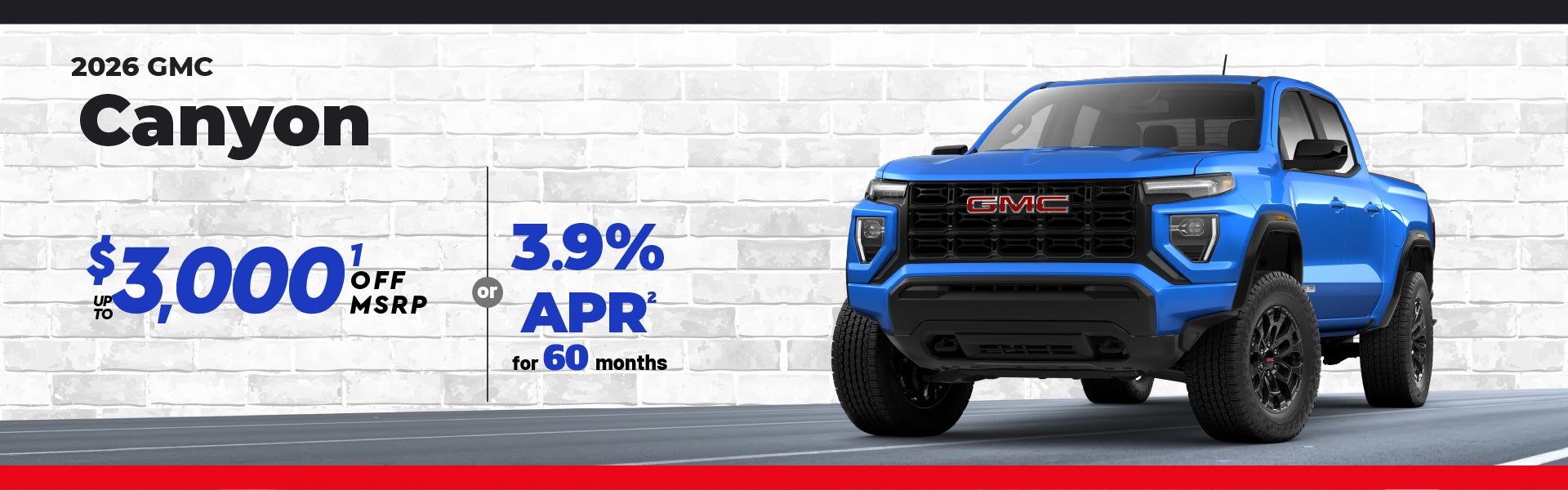2026 GMC Canyon - up to $3000 off MSRP or 3.9% APR