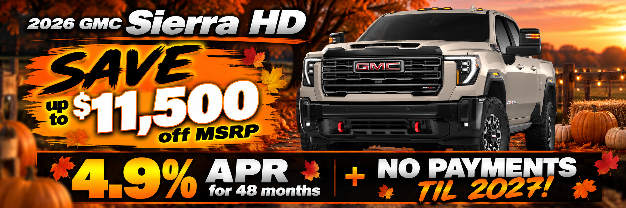 2026 GMC Sierra HD up to $11,500 off or 4.9% APR