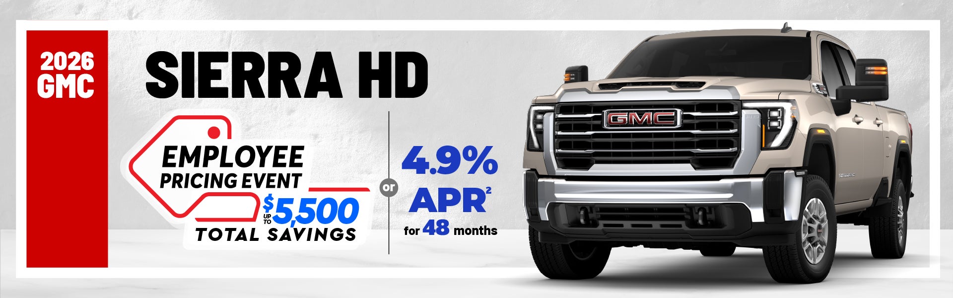 2026 GMC Sierra 2500 HD - employee pricing | 4.9% APR
